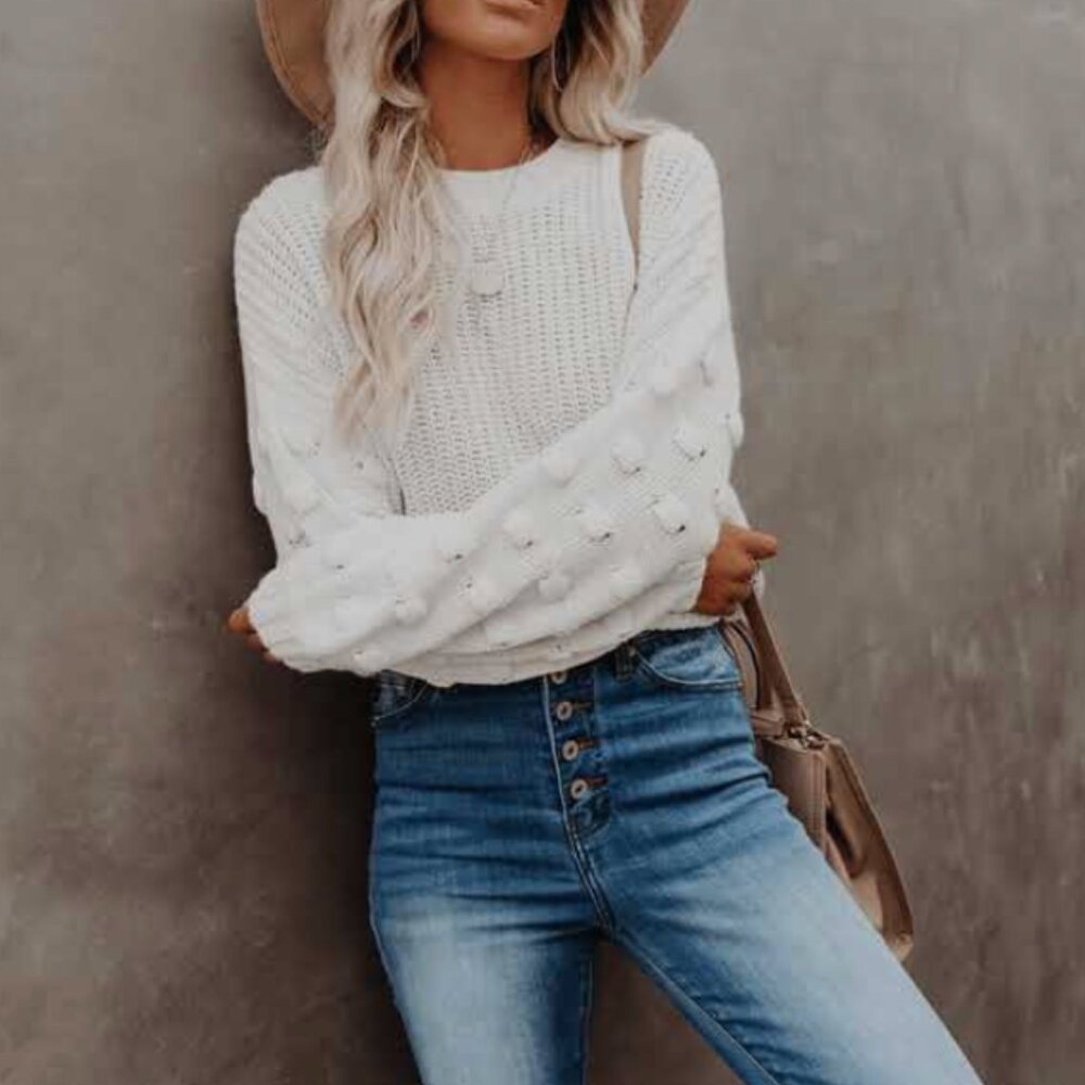 En Creme Vici Full of Cheer Ivory Sweater Medium